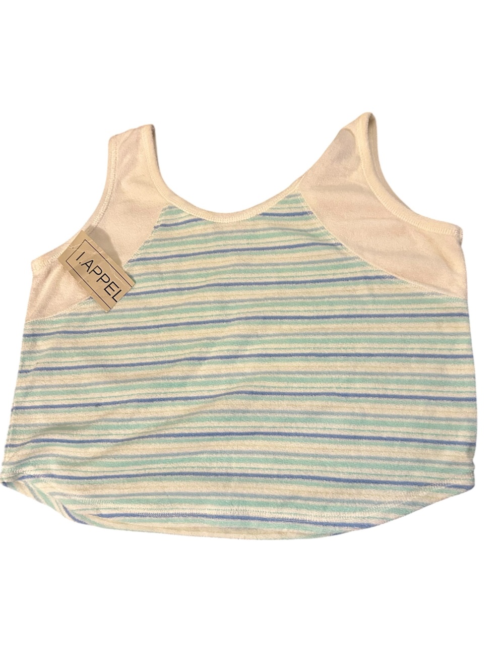 New Stripe Terry Crop Tank Medium Blue White Y2K Vintage I.Appel